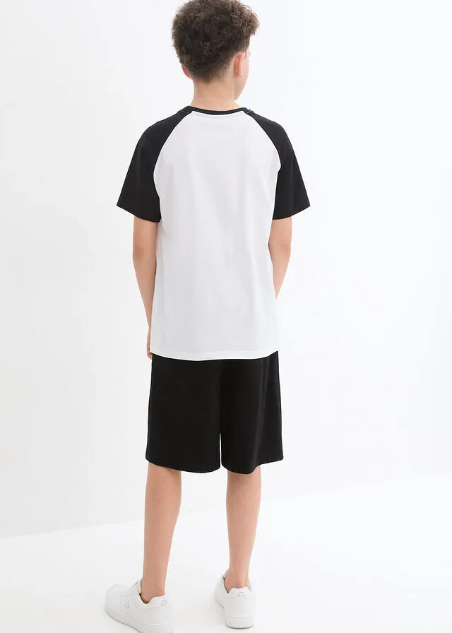 Camiseta y pantalón corto (2 piezas) Negro-blanco